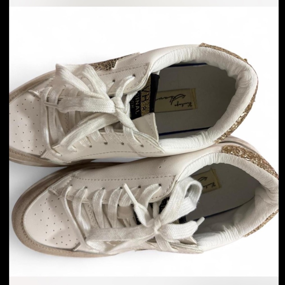 White and Gold Sneakers